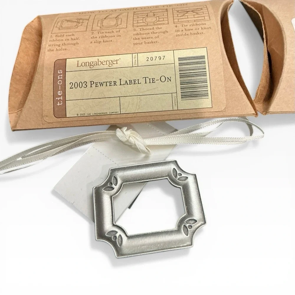 Longaberger Pewter Label Tie On‎ 2003 + Bluster Snowman Knob Set NIB